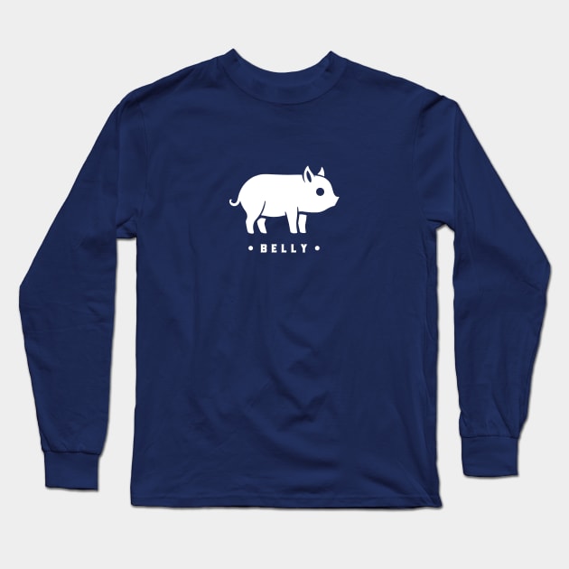 Small Potbelly Piglet. Cute minimal art for big fans Long Sleeve T-Shirt by croquis design